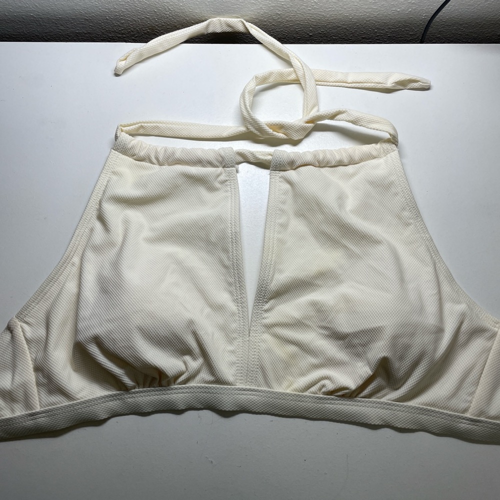 Elegant Cream Halter Bikini Top